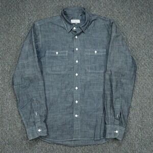 Spier & Mackay Shirt Mens Large Blue Chambray Long Sleeve Button Up Slim Work